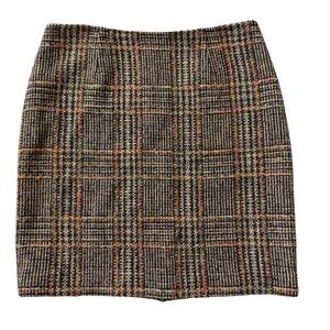 VTG! Harold's Women's Plaid Mini Skirt Size 8 Brown Wool Mohair Business Fall